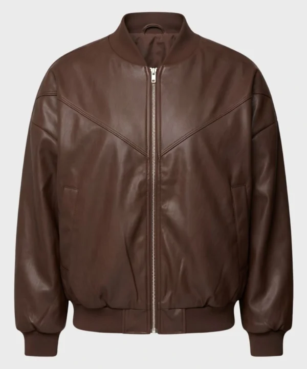 Women's Nike Sportswear Therma-Fit Fall 2026 Brown Leather Bomber Jacket