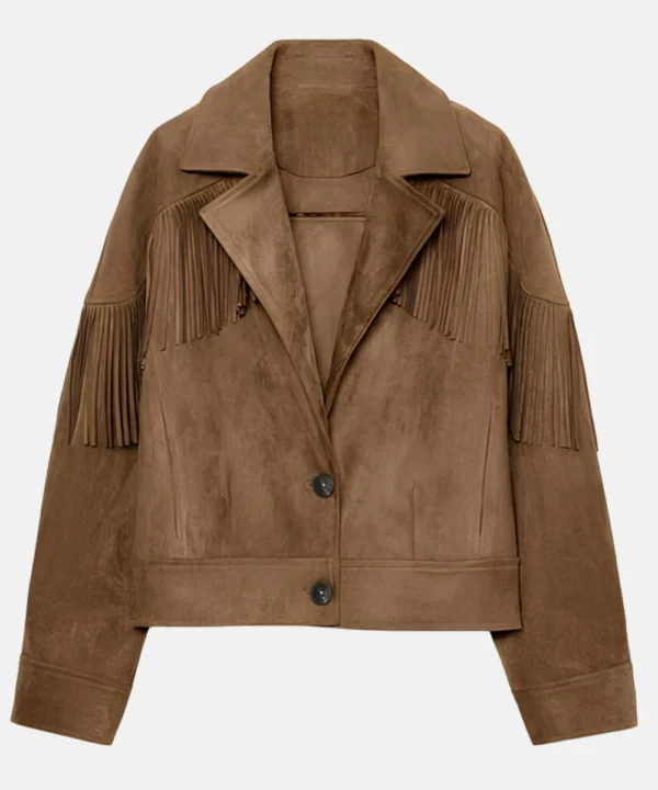 Women's Zara Fringed Brown Faux Suede Jacket