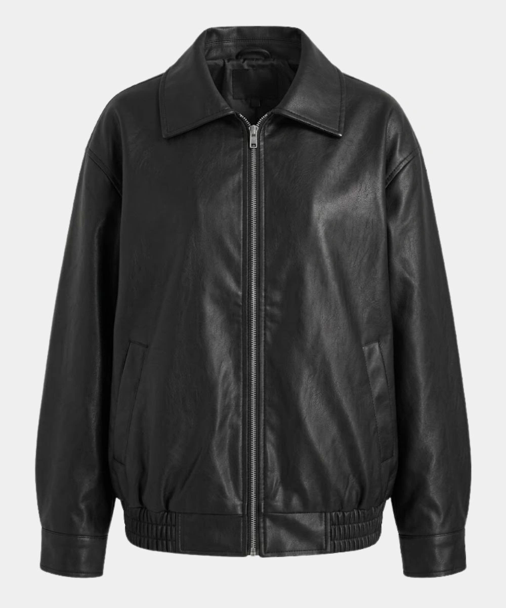 AUTOMET Faux Leather Oversized Jacket Black