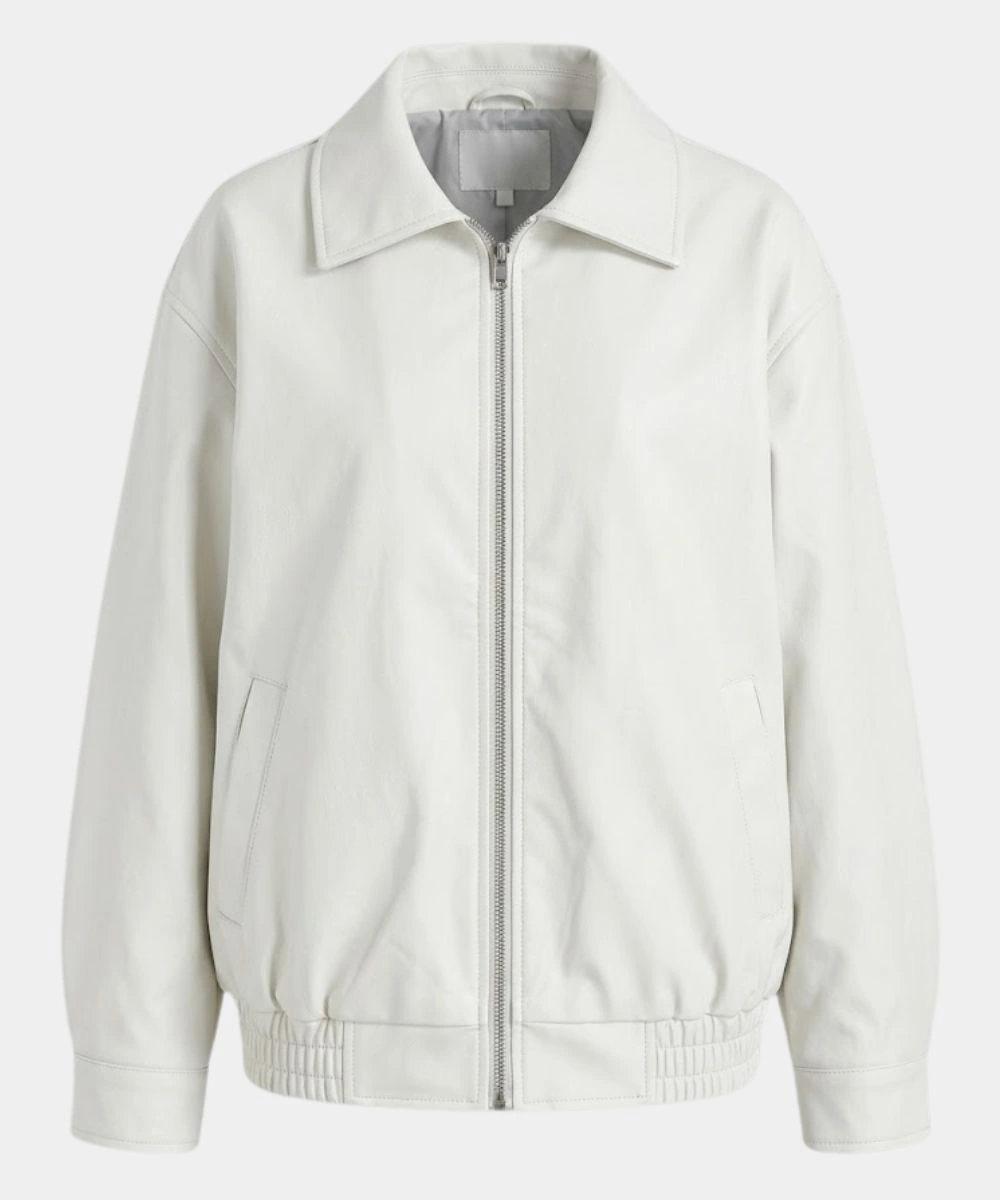 AUTOMET Oversized Faux Leather Jacket White