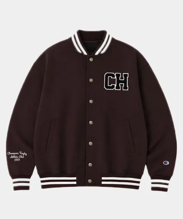 BTS Kim Taehyung Champion Brown Varsity Jacket