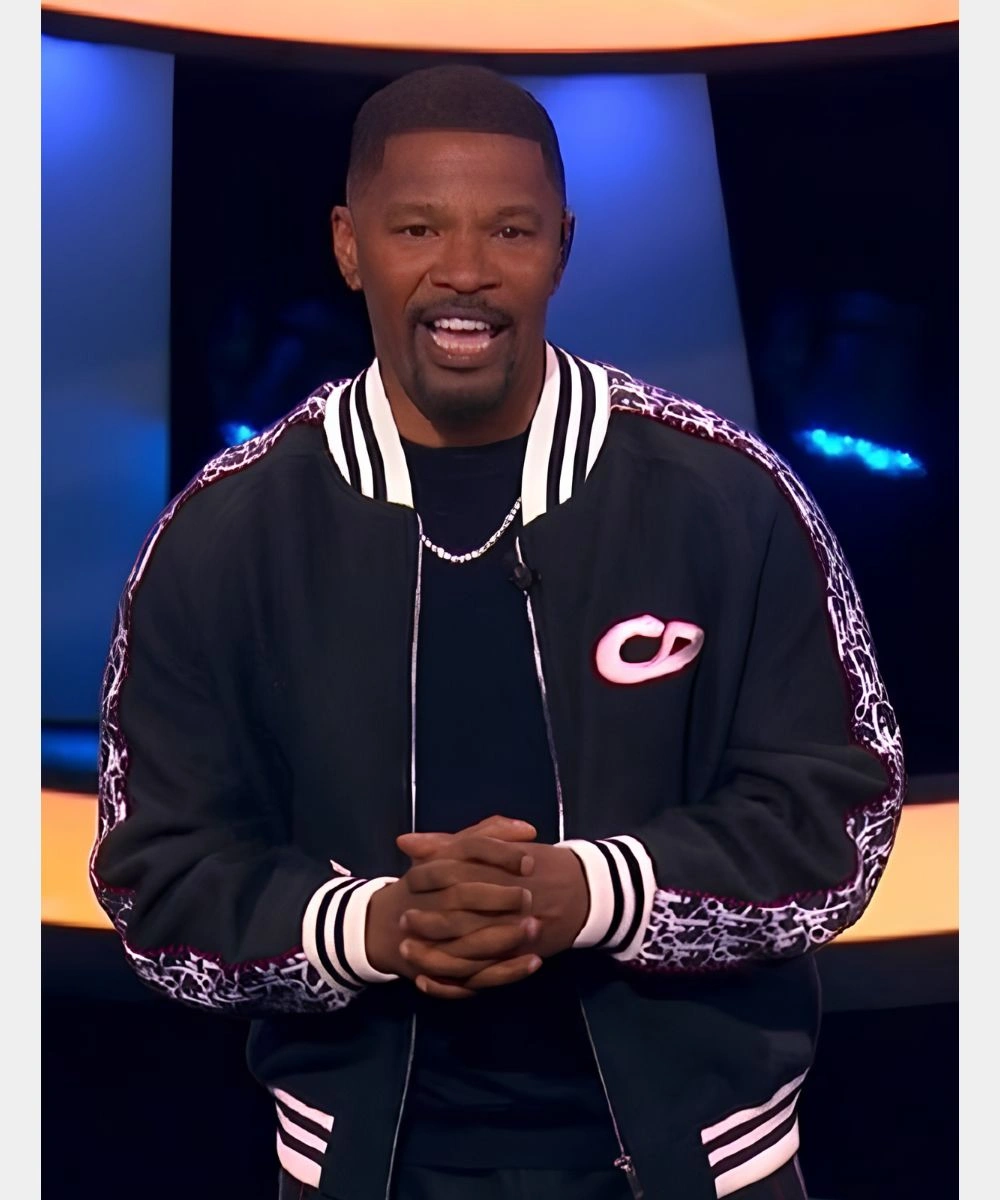 Beat Shazam Jamie Foxx Virgin Black Wool Varsity Bomber Jacket