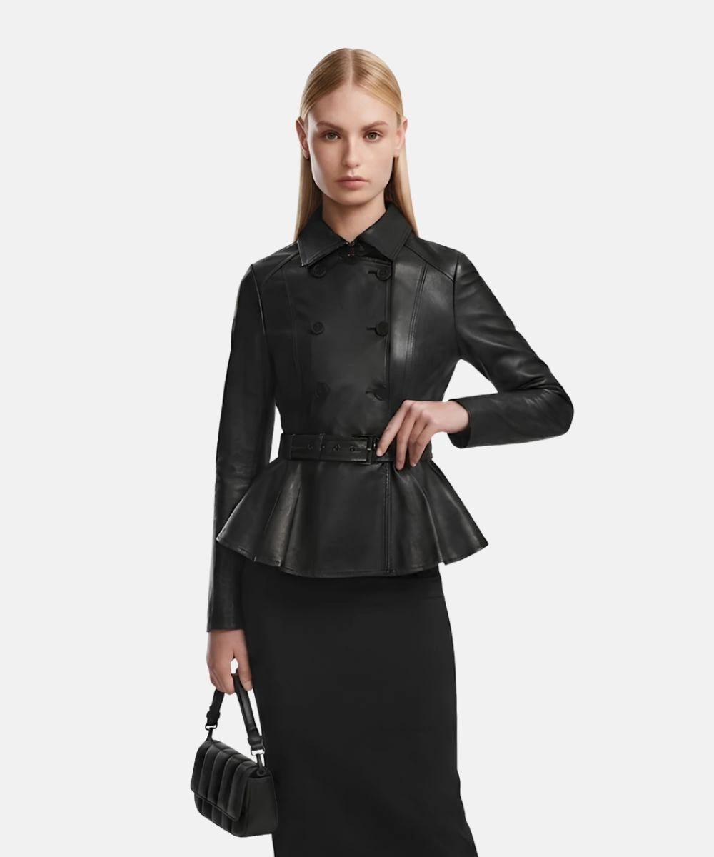 Black Fitted Stylish Leather Jacket For Women