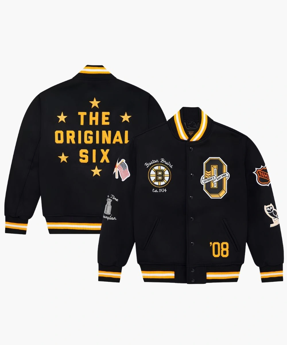 Boston Bruins OVO x NHL Varsity Jacket Black