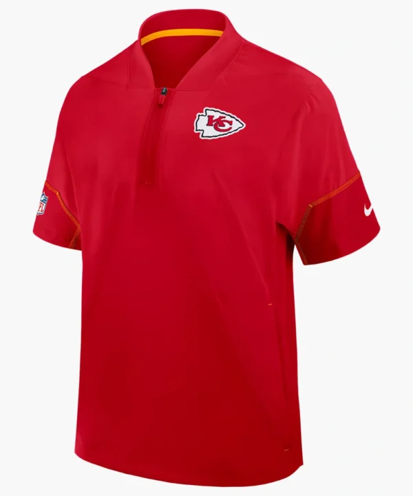 Kansas City Chiefs Preseason 2026 Andy Reid Red Sideline Nike Half-Zip Short Sleeve Jacket