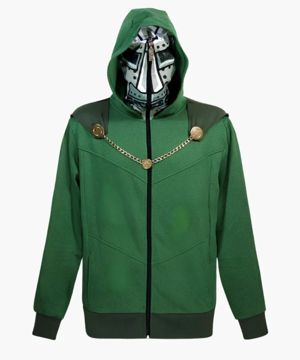 Men's 2026 Doctor Doom Masked Costume Green Zip-Up Hoodie
