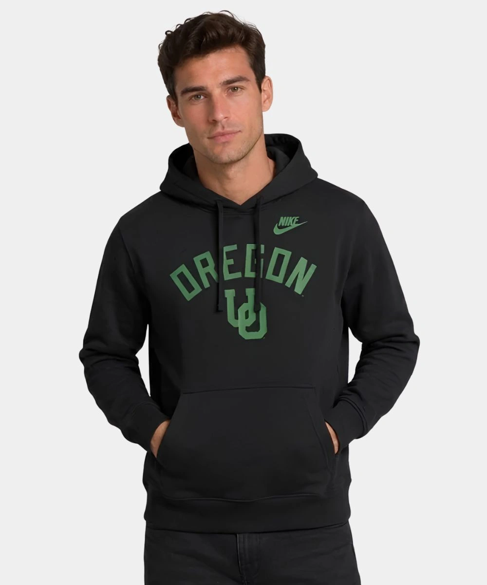 Men's 2026 Oregon Legacy Arch Club Nike College Black Pullover Hoodie