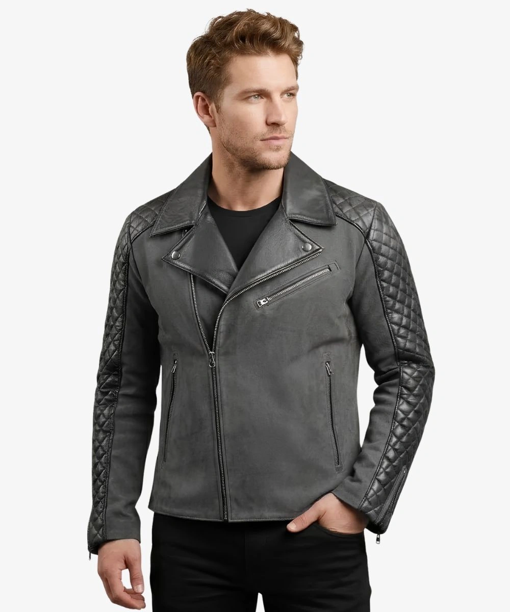 Men's Cafe Racer Black Biker Stylish Leather Jacket