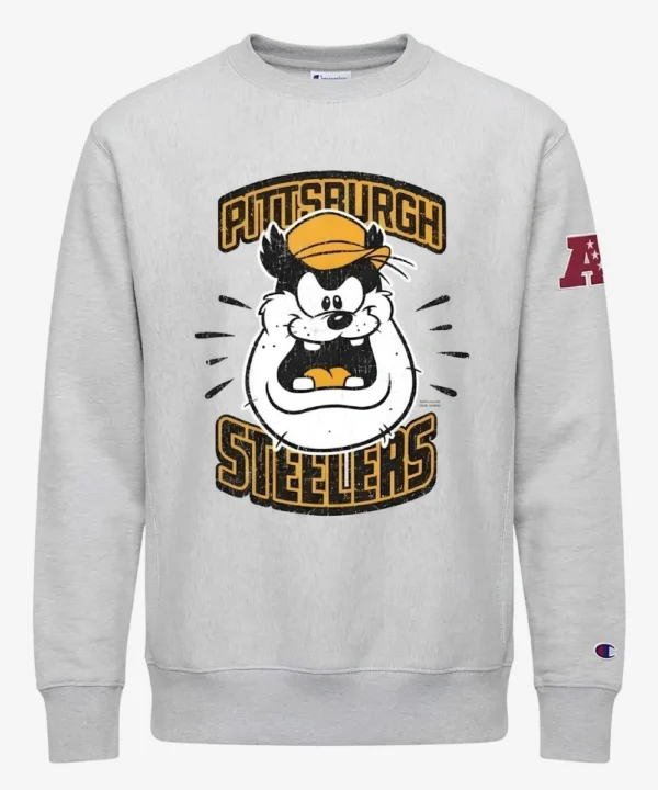 Men's Disney x Champion Pittsburgh Steelers Pete Reverse Weave Sweatshirt Grey