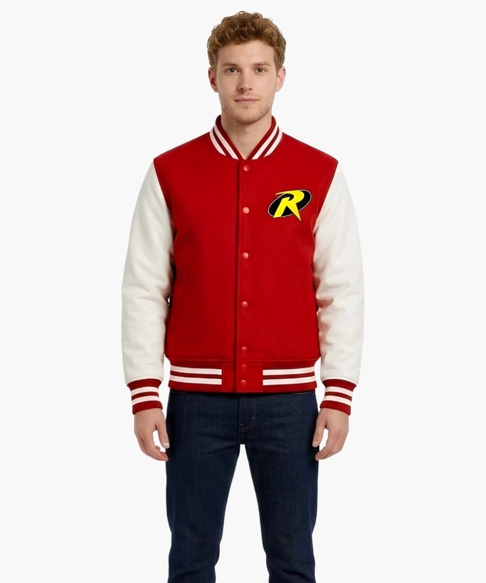 Men's Robin Varsity Jacket Red & White