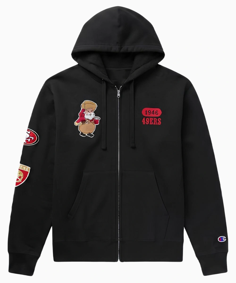 Men's San Francisco 49ers Disney x Champion Stinky Pete All-Star Full-Zip Hoodie Black