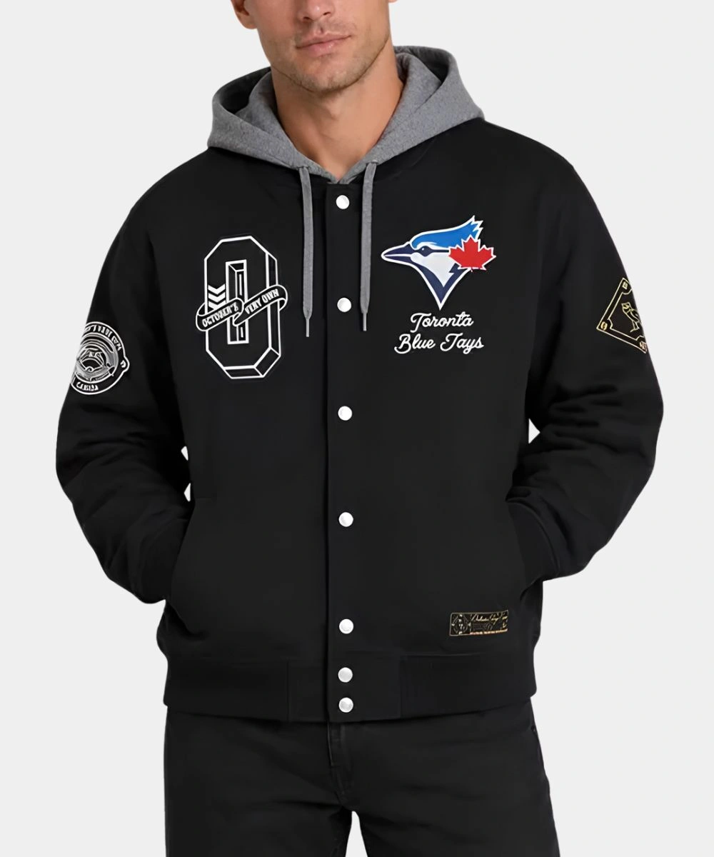 Men's Toronto Blue Jays OVO x MLB 2026 Insulated Twill Black Bomber Jacket