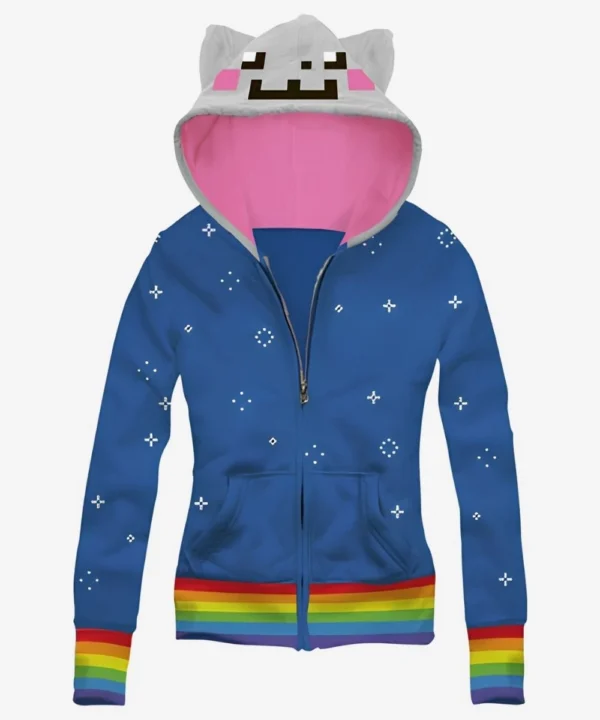 Nyan Cat Juniors Zip-Up Sweatshirt Hoodie