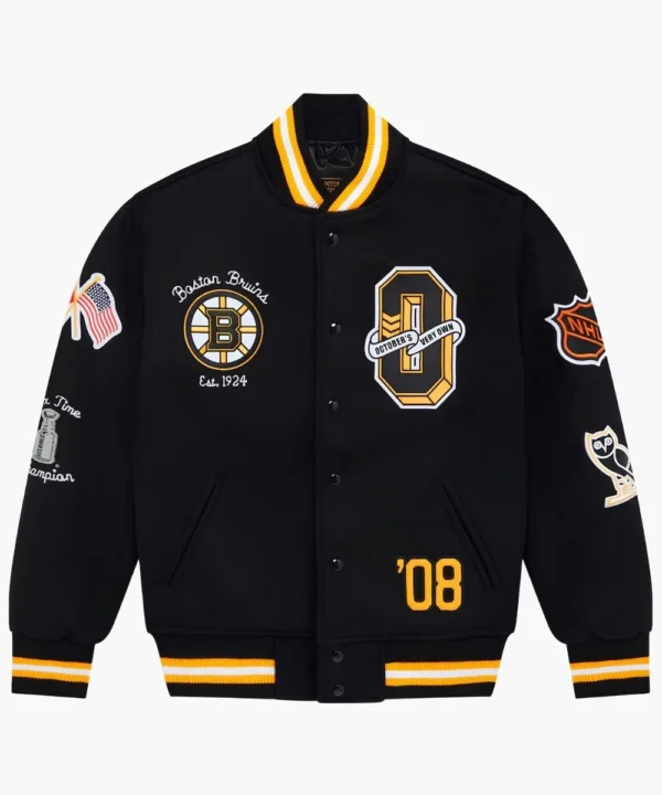 OVO x NHL Boston Bruins Black Varsity Jacket