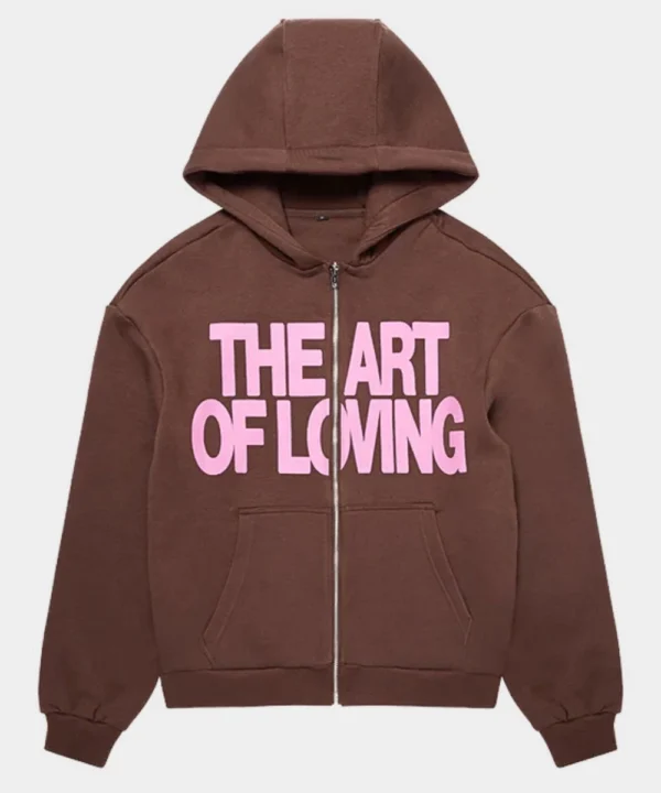 Olivia Dean The Art Of Loving Brown Zip-Up Hoodie