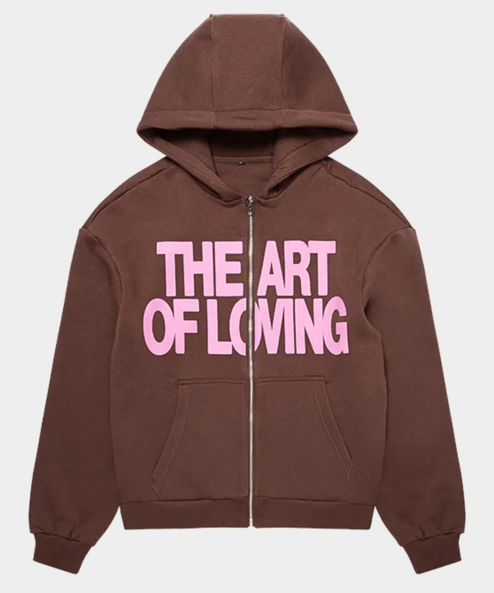 Olivia Dean The Art Of Loving Brown Zip-Up Hoodie