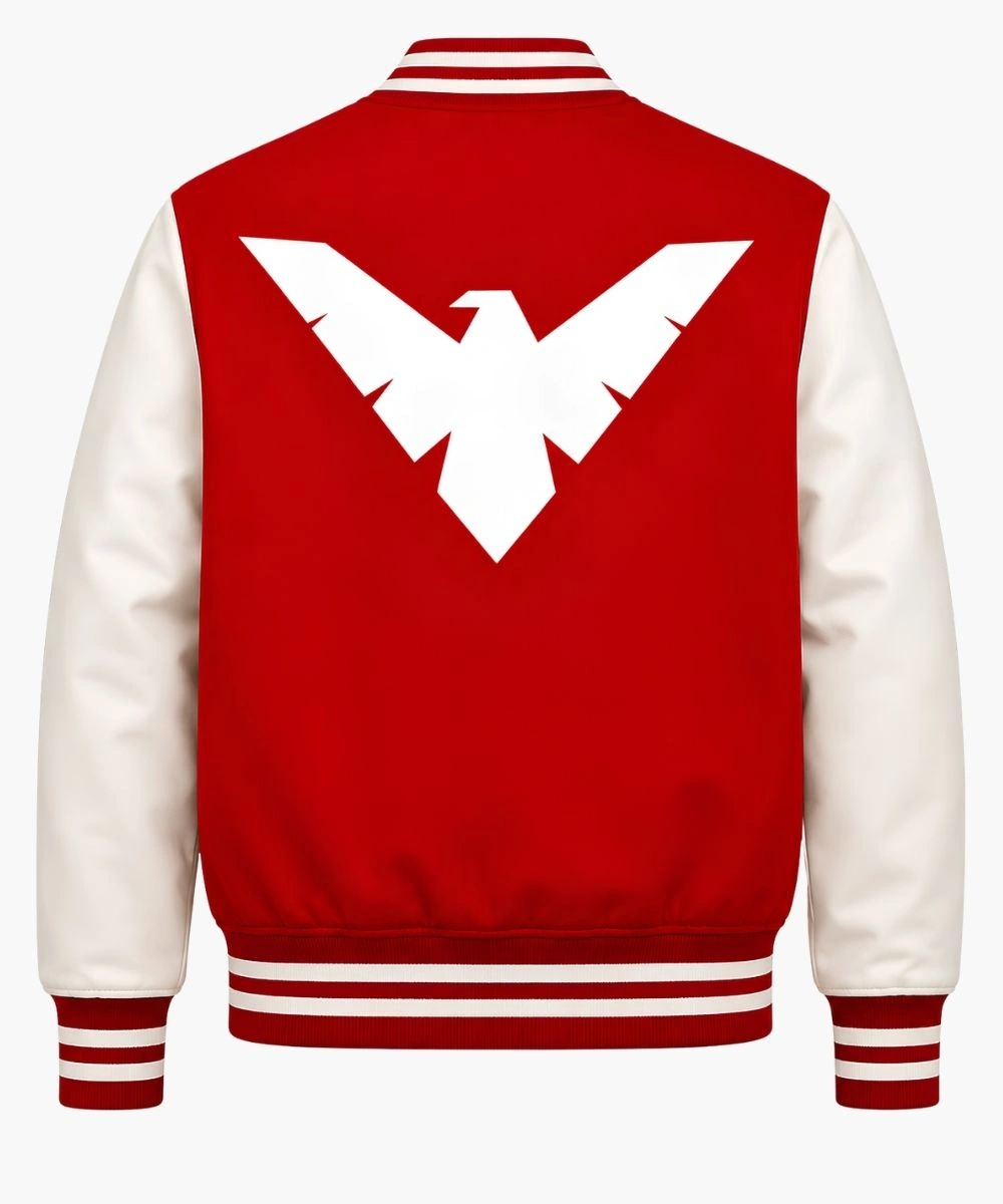 Robin Cosplay Red & White Varsity Jacket