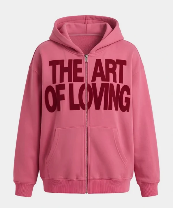 Singer Olivia Dean The Art Of Loving Pink Zip-Up Hoodie For Women