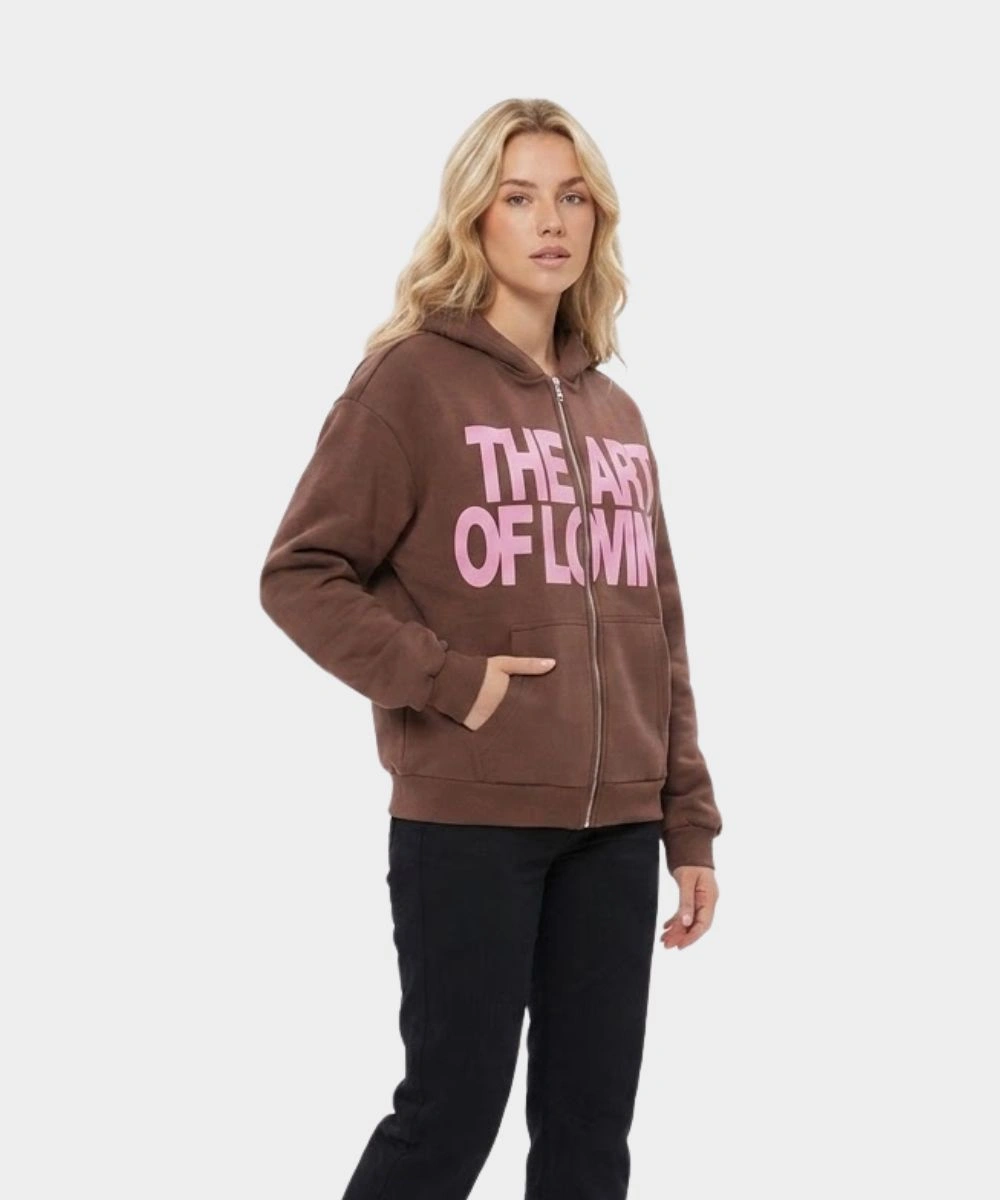 Tour Merch 2026 Olivia Dean The Art Of Loving Brown Zip-Up Hoodie