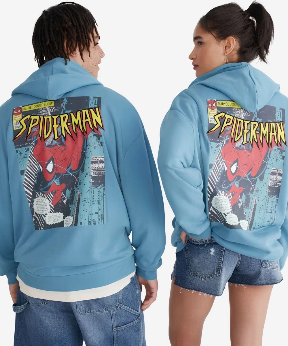 Unisex 2026 Aero Spider-Man Marvel Sky Blue Pullover Hoodie