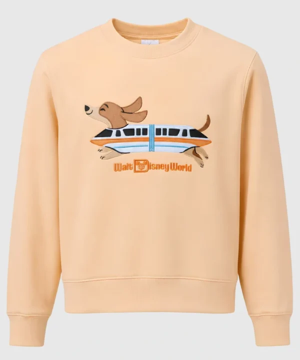 Unisex 2026 Walt Disney World Dachshund Monorail Weenie Dog Peach Sweatshirt
