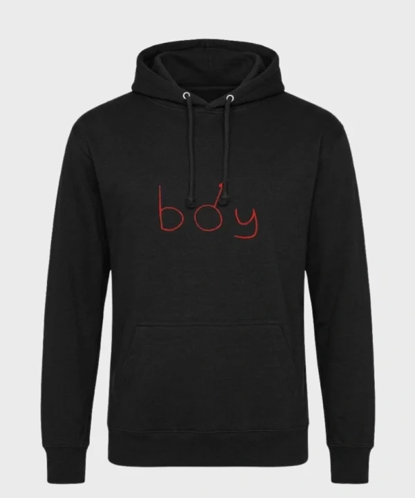 Unisex Boymoder Lightweight Pullover Fleece Hoodie Black
