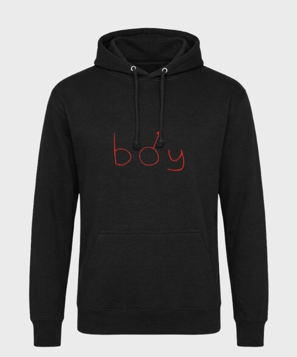 Unisex Boymoder Lightweight Pullover Fleece Hoodie Black
