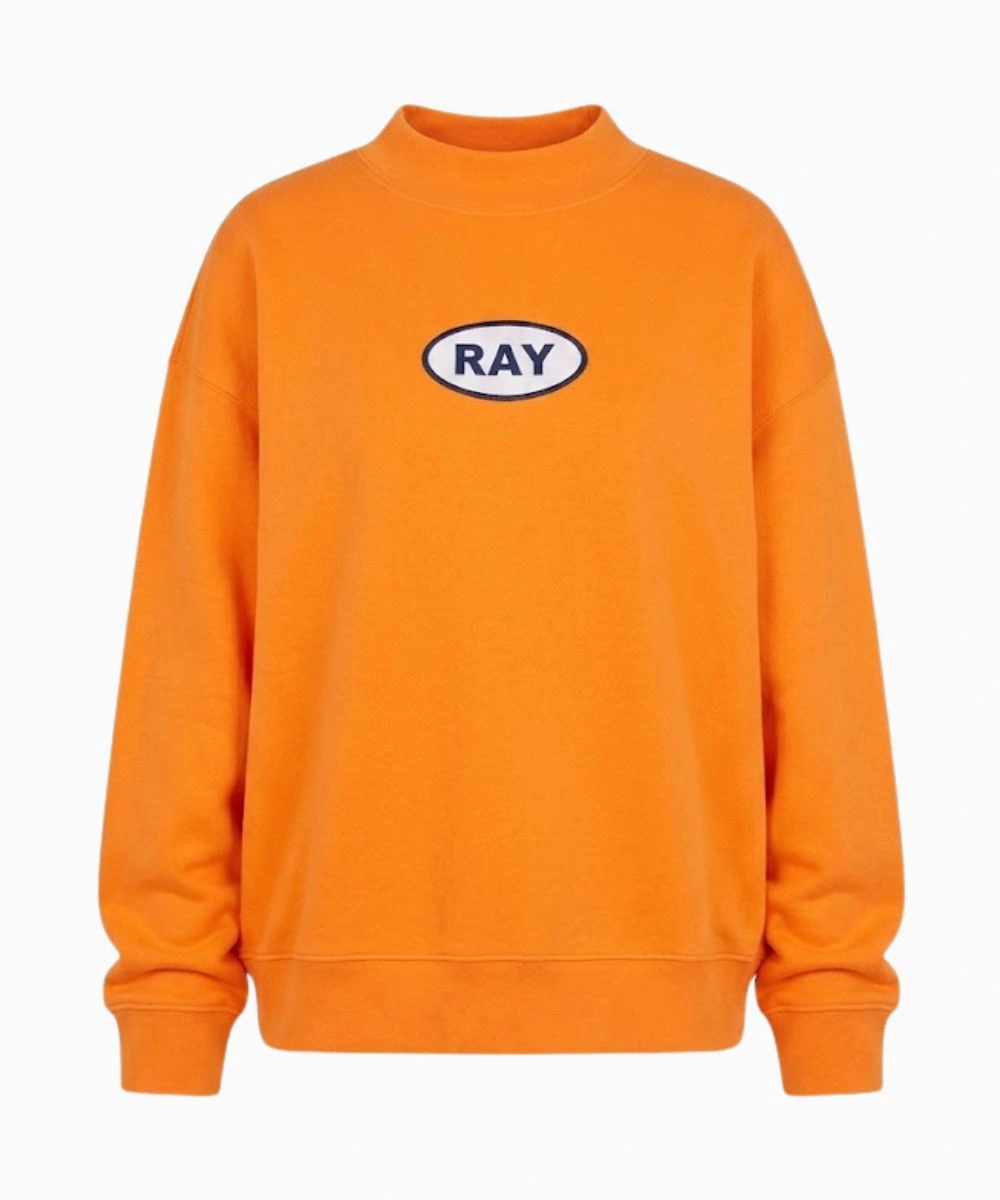 Women's 2026 Mossy Oak Mock Neck Oversized Pullover Fleece Sweatshirt Orange