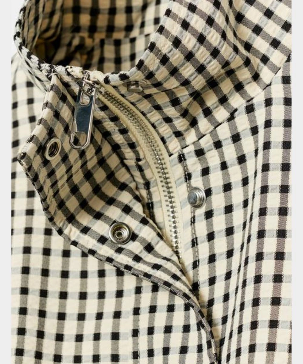 Women's 2026 Zara White & Black Dotted Checked Jacket