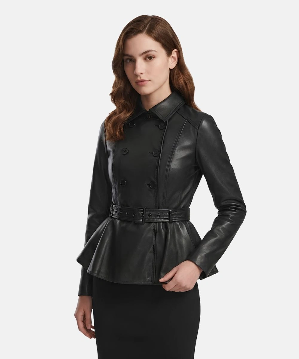 Women's Fitted Leather Jacket Black