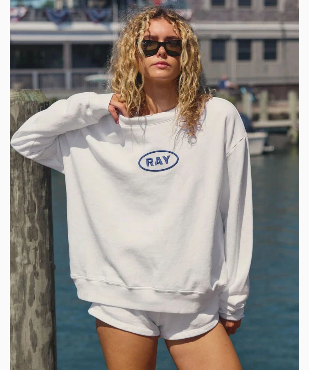 Women's Mossy Oak Mock Neck Oversized Sweatshirt White