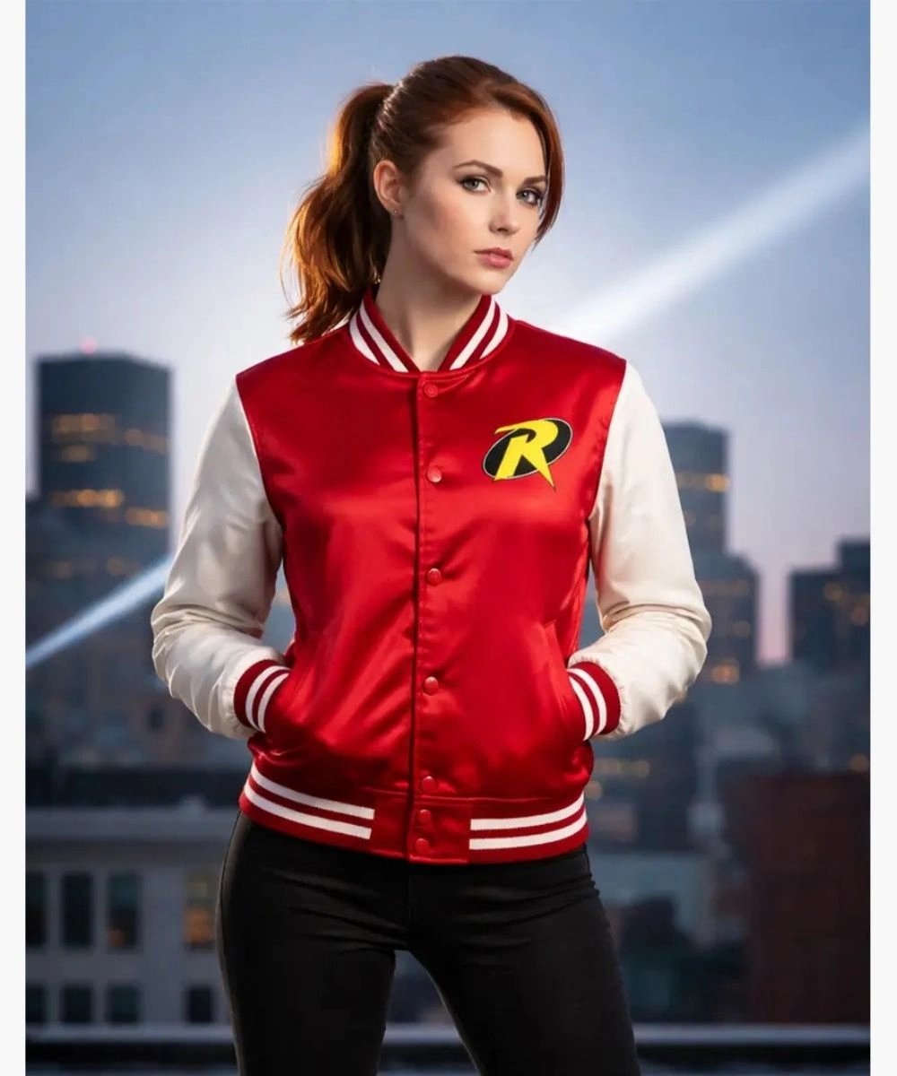 Women's Robin Red & White Varsity Jacket