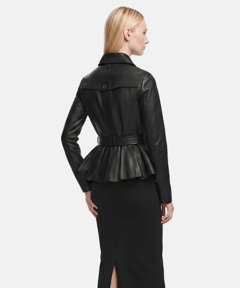 Women's Stylish Black Fitted Leather Jacket