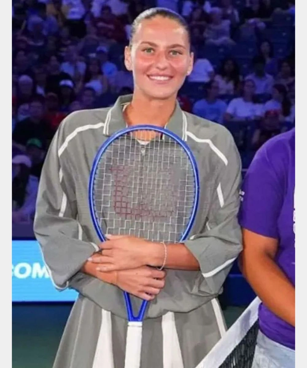 2026 Marta Kostyuk US Open Grey Cropped Track Jacket