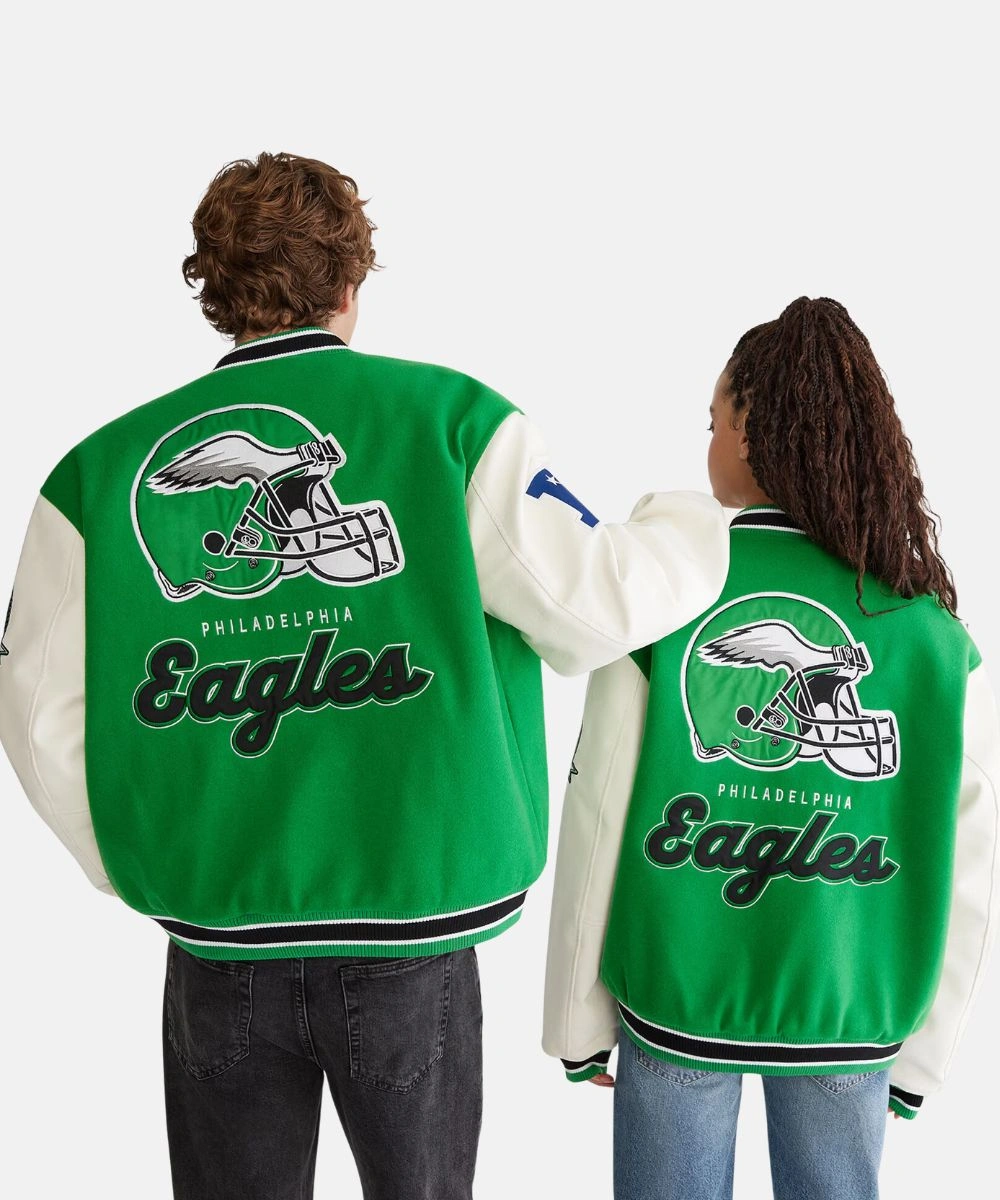 Aeropostale Eagles Bomber Jacket Green & White