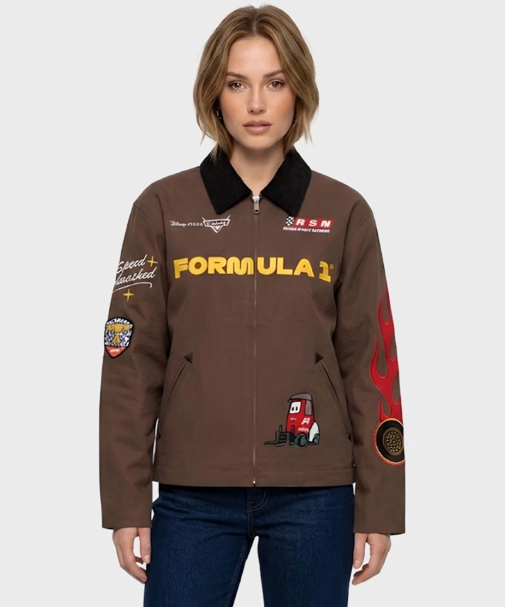 Disney and Pixar’s Cars with Formula 1 Lightning McQueen Racing Brown Workwear Jacket