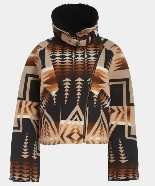 Kelly Reilly Yellowstone Beth Dutton Shearling Aztec Jacket