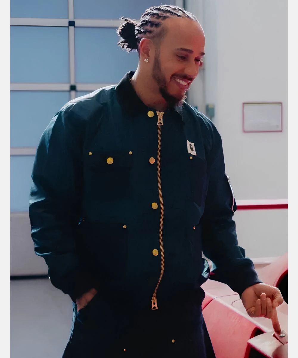 Lewis Hamilton Sacai x Carhartt WIP Twill Duck Canvas Blouson Zip Up Blue Jacket
