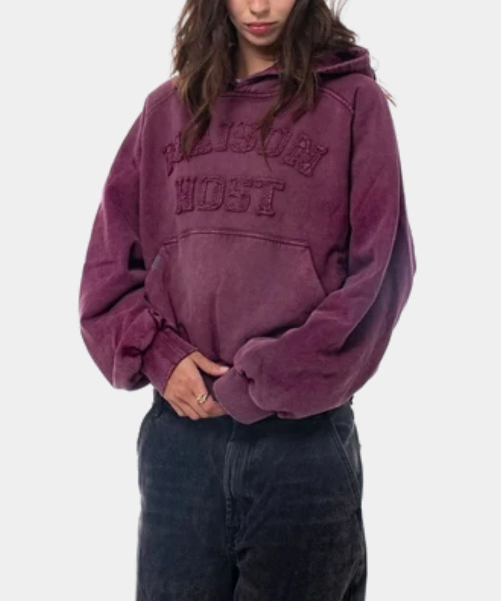 Maison Host Appliqué Dyed Hoodie Purple