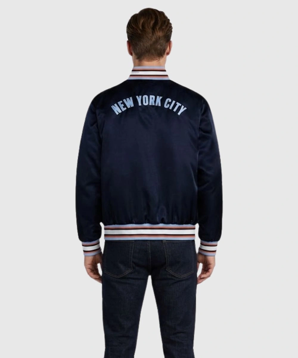 Men's 2026 Adidas NYC Coaches Satin Jacket Navy Blue