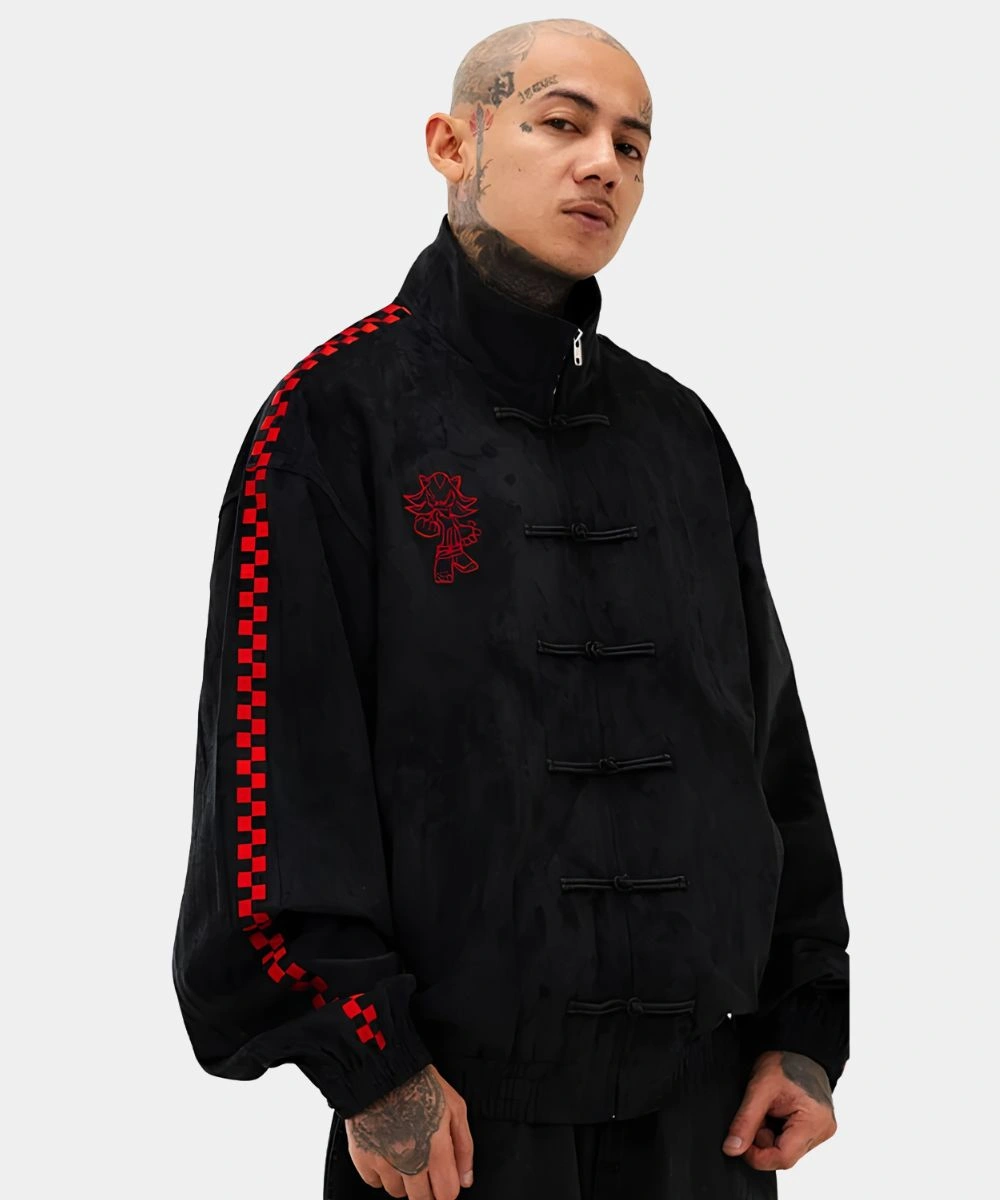 Men's NEPTUN X Sonic the Hedgehog Black Suede Bomber Jacket