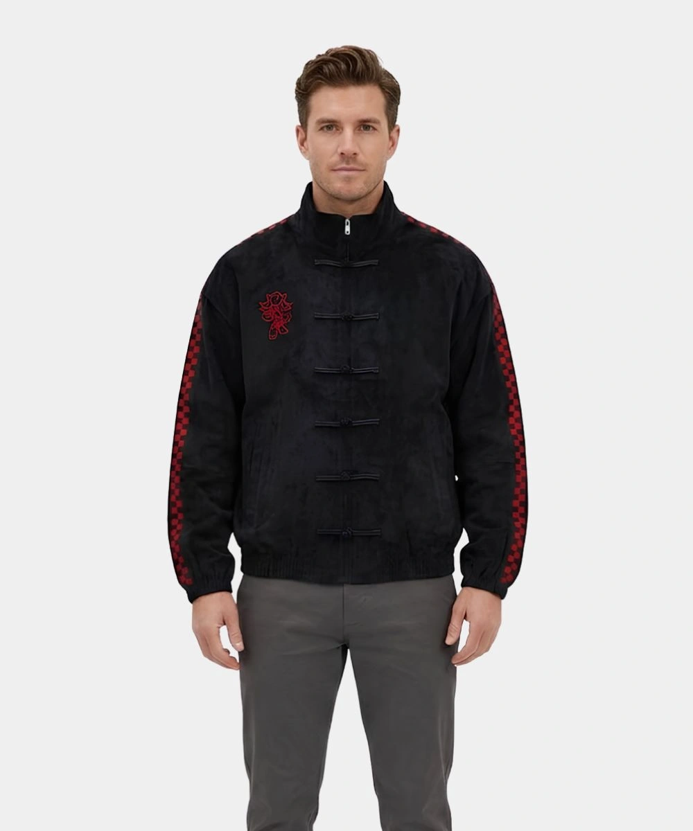 NEPTUN X SONIC Black Suede Bomber Jacket