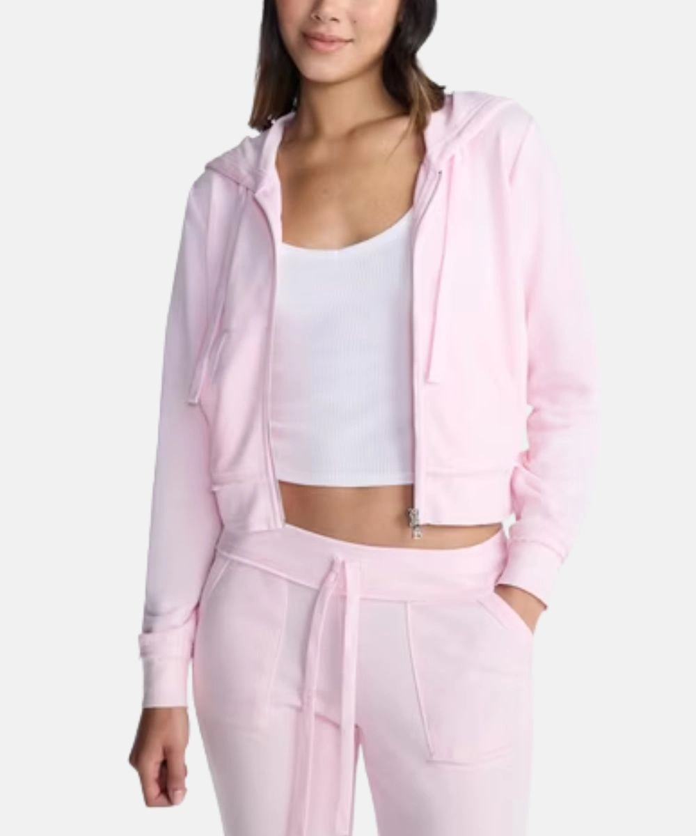 No Boundaries French Terry Zip-Up Pink Hoodie Jacket Women's