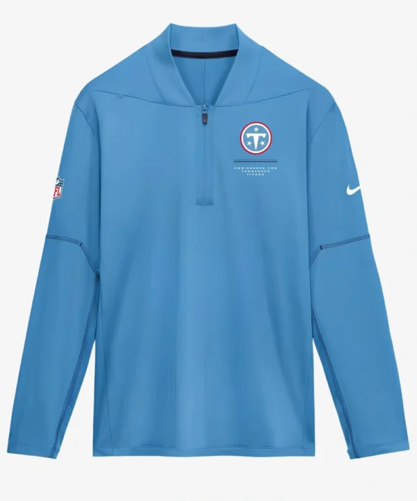 Preseason 2026 Tennessee Titans Nike Sideline Blue Hooded Quarter-Zip Pullover Jacket