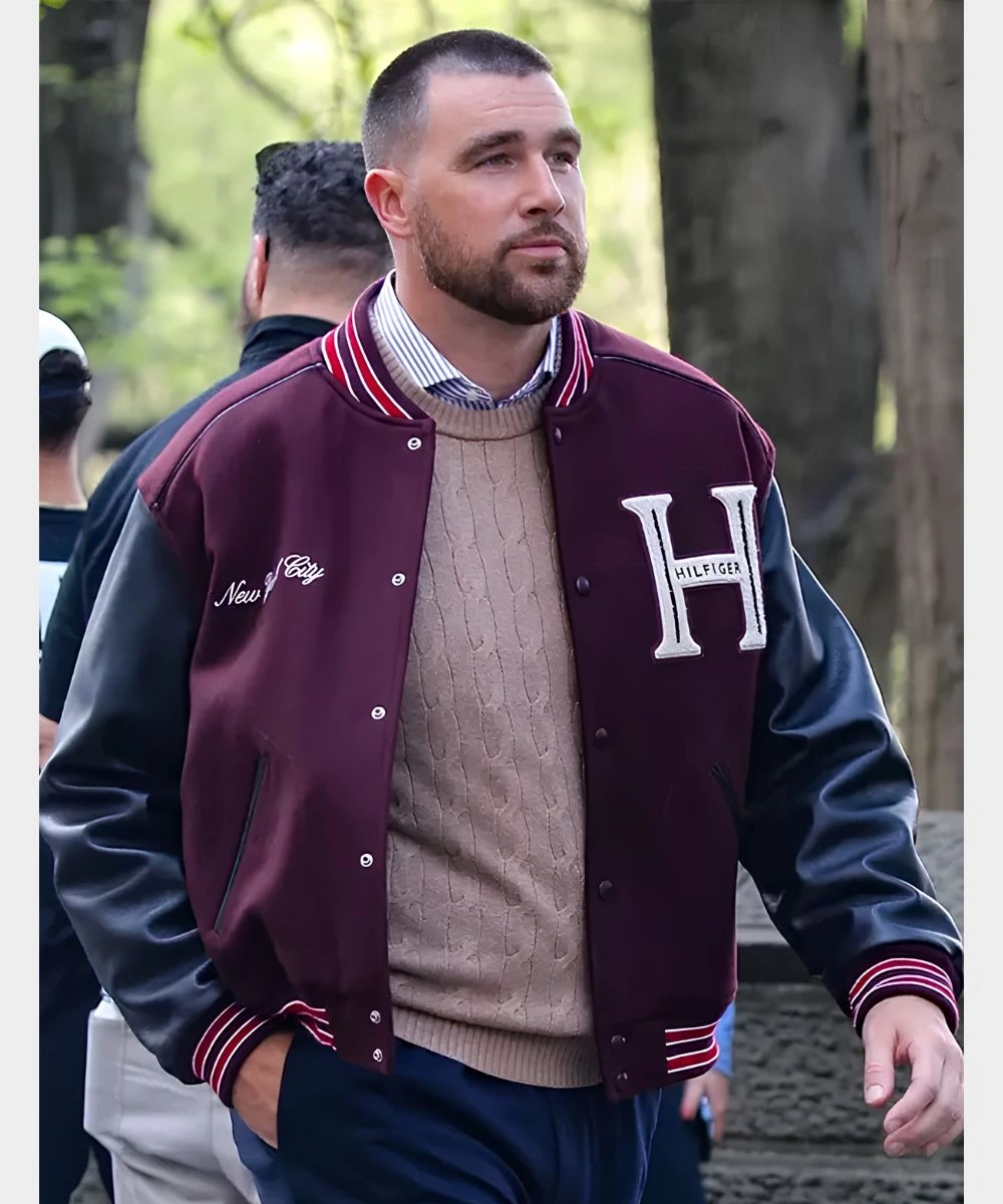 Tommy Hilfiger Travis Kelce Mixed-Media Varsity Jacket