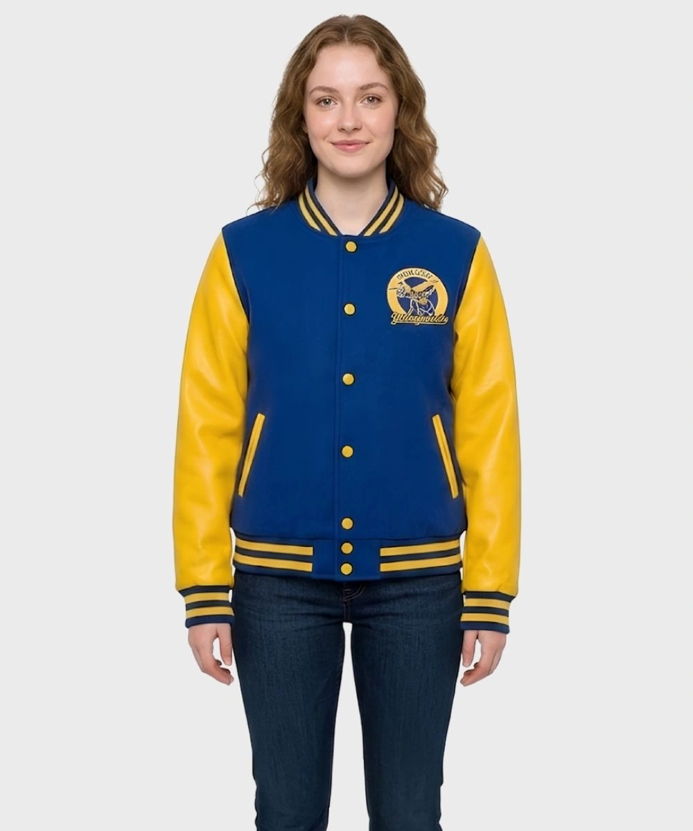 Women's Yellowjackets Navy & Yellow Varsity Bomber Jacket Sale