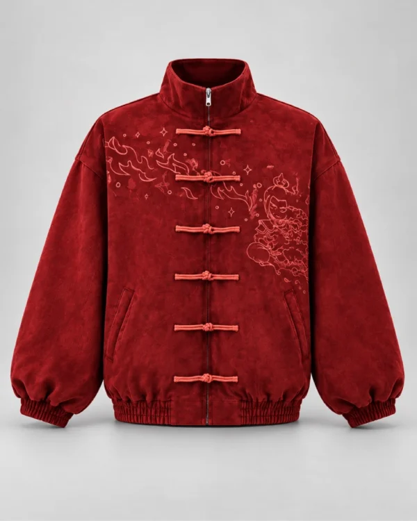 Neptun x Avatar 2026 Maroon Chinese Oversized Jacket