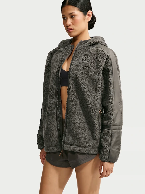 NikeSKIMS-Sherpa-Grey-Hooded-Jacket-