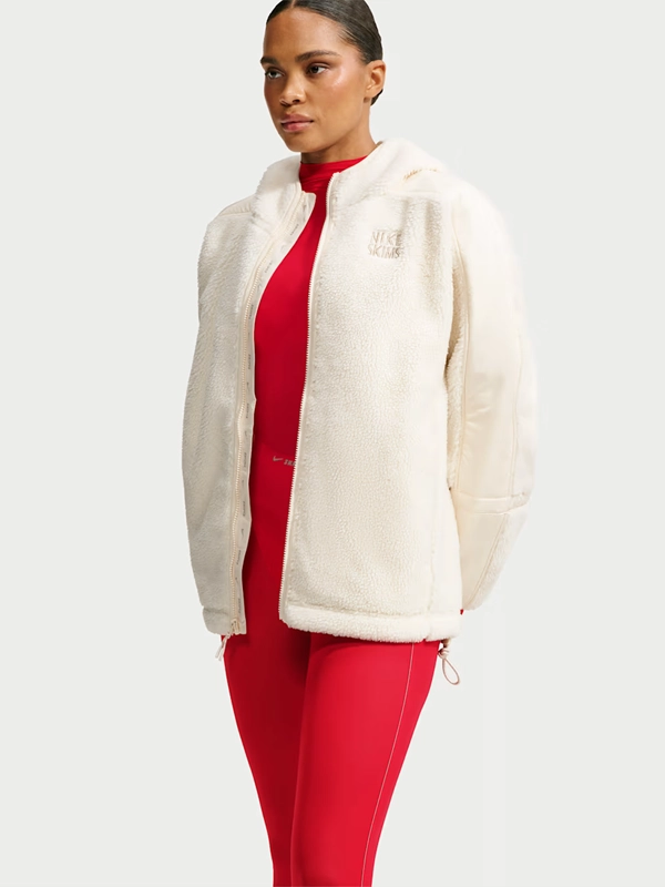 NikeSKIMS Sherpa Women’s Oversized Full-Zip White Hooded Jacket
