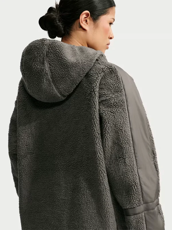 SKIMS Sherpa Women’s Oversized Full-Zip Green Hooded Jacket